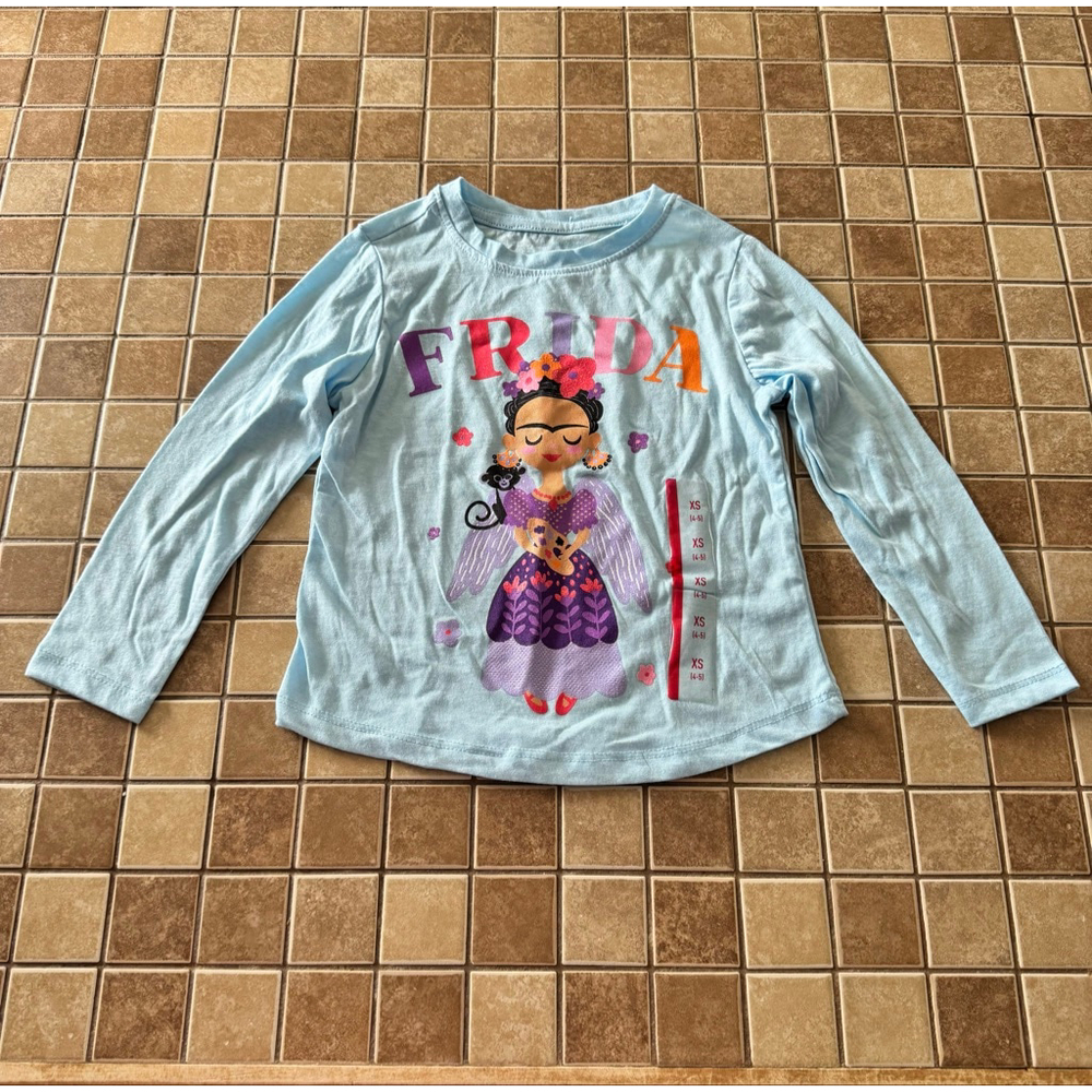 Girls Frida Kahlo Long Sleeve Tee XS Light Blue Purple